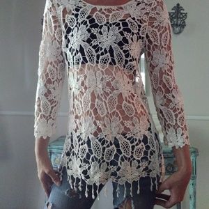 Boho Gypsy Open Lace Long Sleeve Blouse